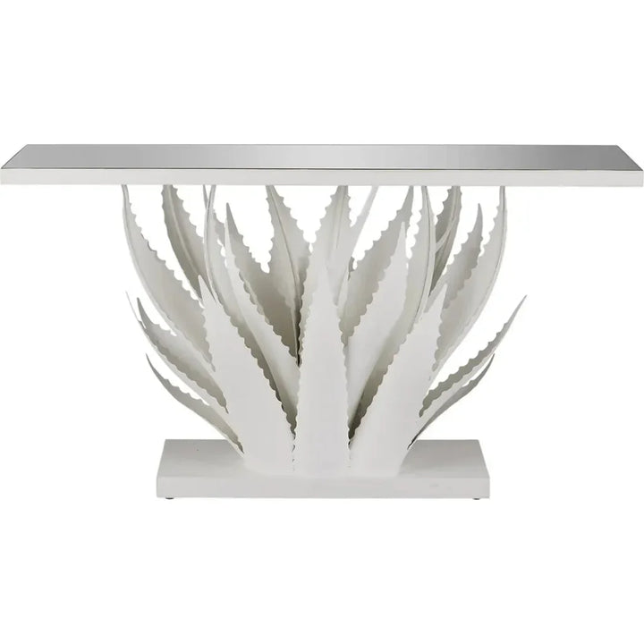 Agave White Console Table - LOOMLAN - Currey & Co - Console Tables