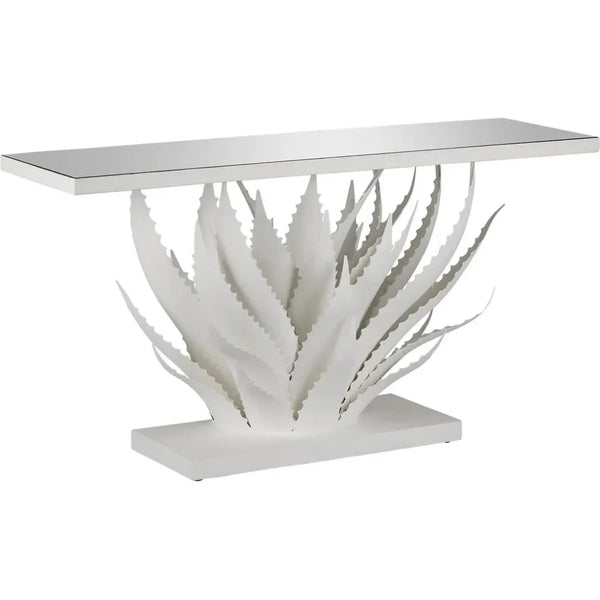 Agave White Console Table - LOOMLAN - Currey & Co - Console Tables