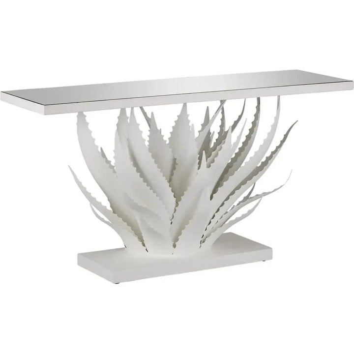 Agave White Console Table - LOOMLAN - Currey & Co - Console Tables