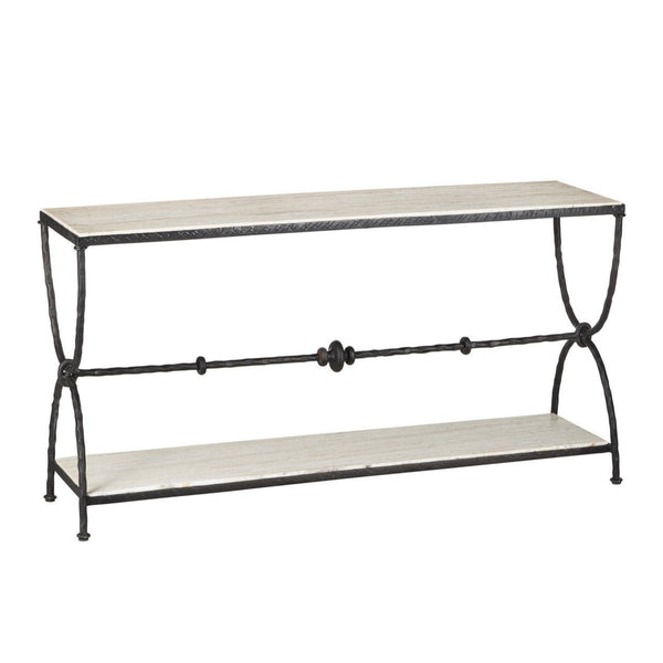 Agora White Travertine Top Rectangular Console Table