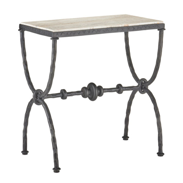 Agora White Travertine Top Rectangular Side Table