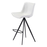 Aki Bar Chair (Set of 2) White & Black Bar Stools LOOMLAN By Zuo Modern