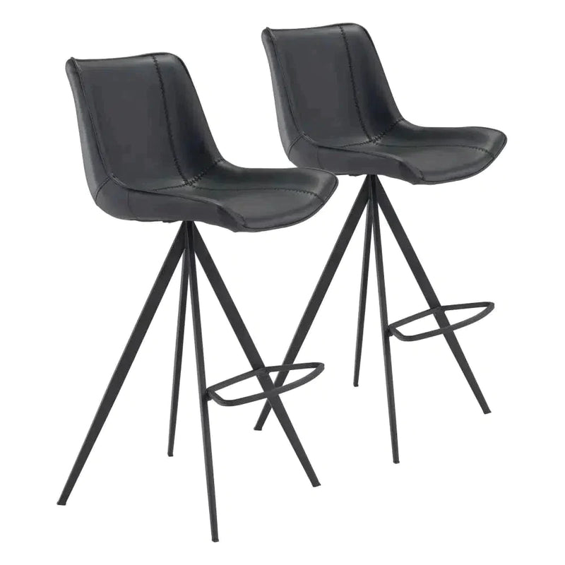 Aki Counter Chair (Set of 2) Black Counter Stools LOOMLAN By Zuo Modern