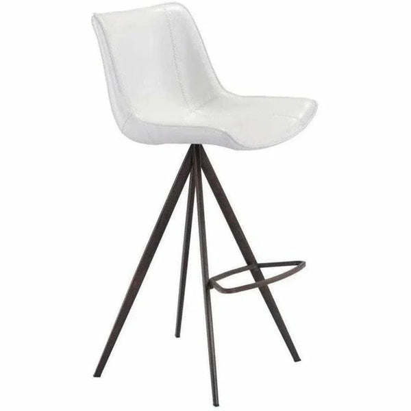 Aki White & Walnut Bar Chair (Set of 2) - LOOMLAN - Zuo Modern - Bar Stools