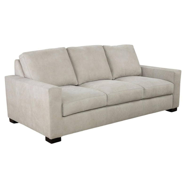 Alabama High Back Leather Sofa Light Gray Made In the USA Sofas & Loveseats LOOMLAN By Uptown Sebastian