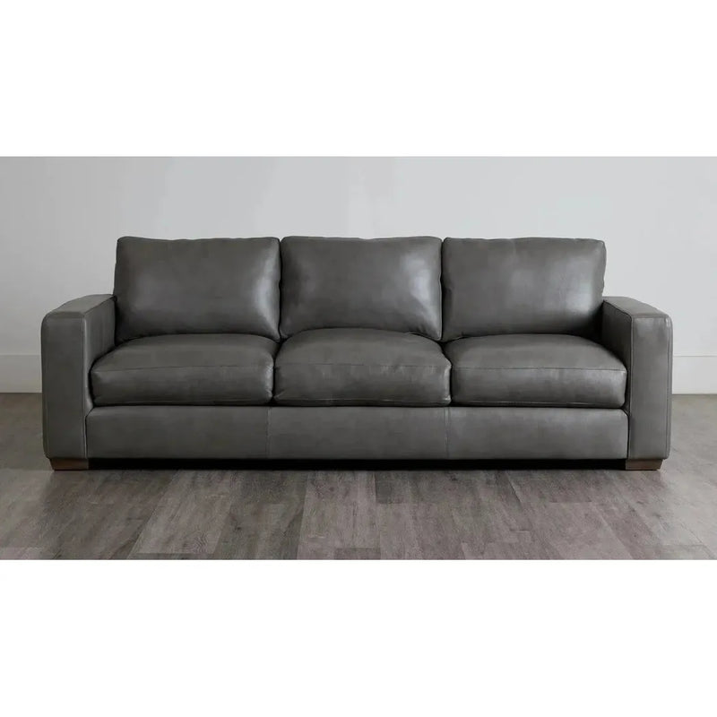 Alabama High Back Leather Sofa Dark Gray Made In the USA Sofas & Loveseats LOOMLAN By Uptown Sebastian