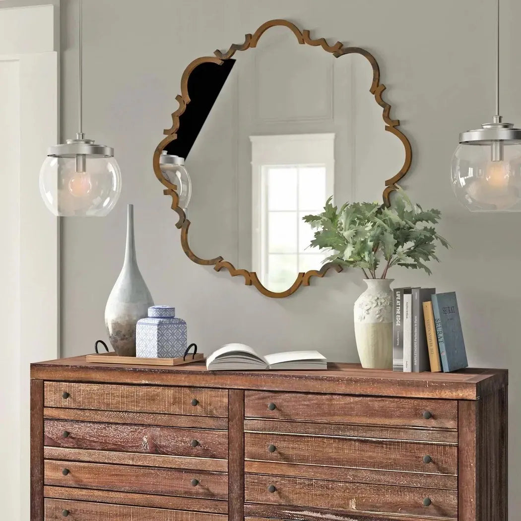 Albans Gold Round Mirror - Brass Wall Mirror