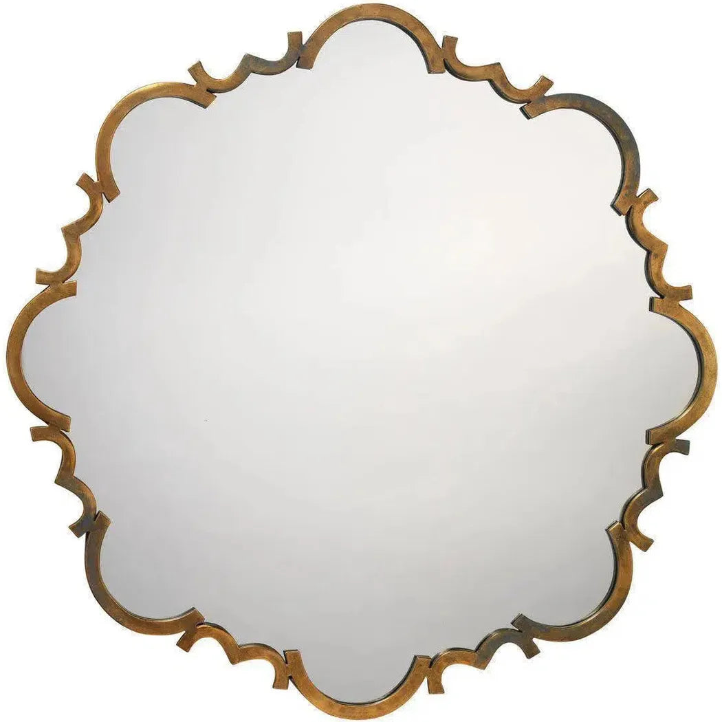 Albans Gold Round Mirror - Brass Wall Mirror