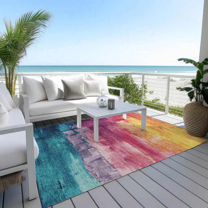 Alderra Red Washable Indoor - Outdoor Rug - LOOMLAN - LOOMLAN Rugs - Outdoor Rugs