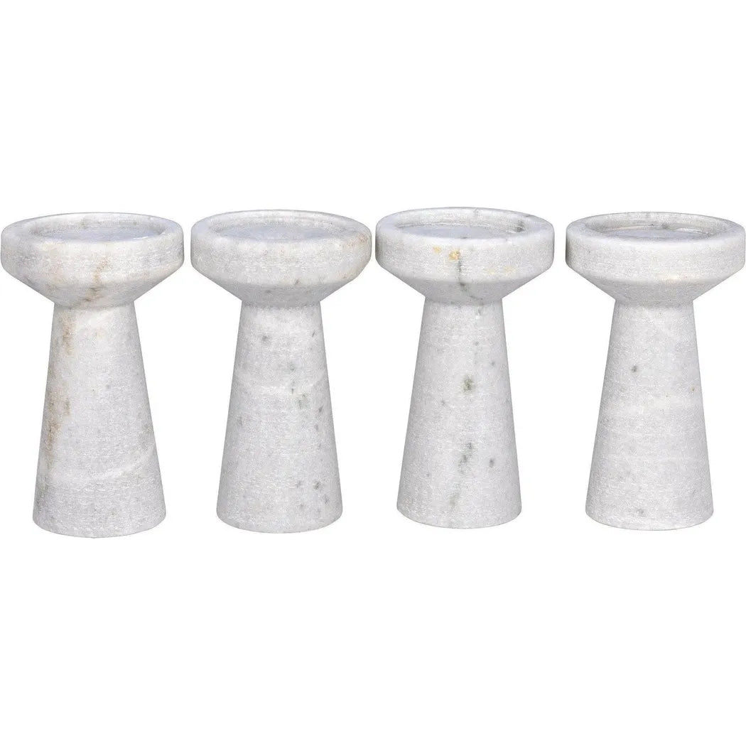 Aleka Decorative Marble White Candle Holder 4PC