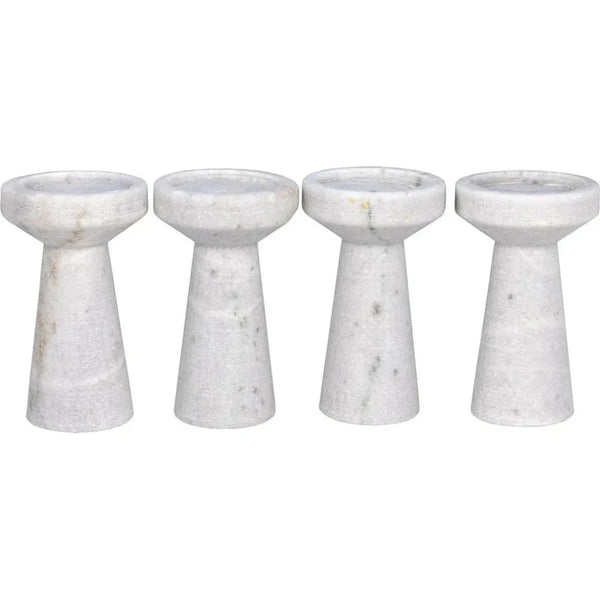 Aleka Decorative Marble White Candle Holder 4PC - LOOMLAN - Noir - Candle Holders