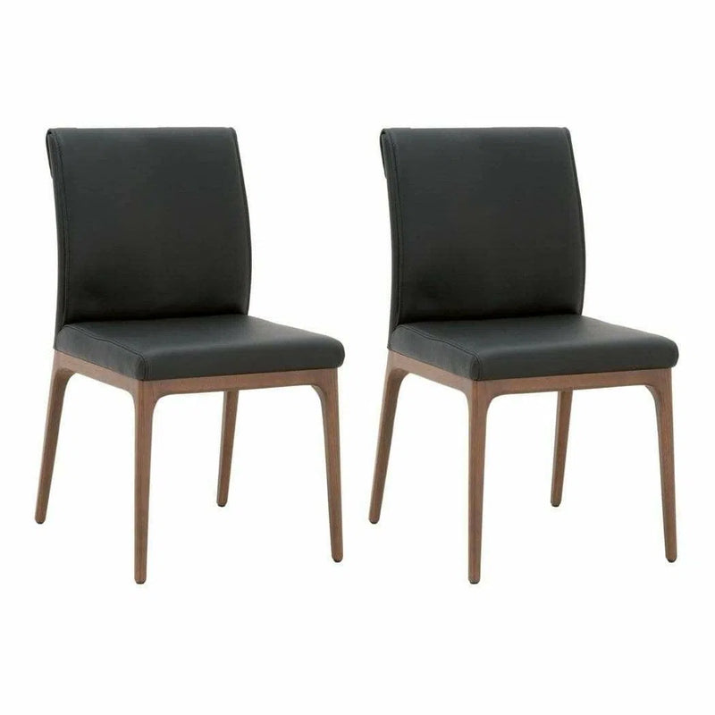 Alex Dining Chair Set of 2 Sable Top Grain Leather Walnut Dining Chairs LOOMLAN By Essentials For Living