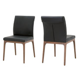 Alex Dining Chair Set of 2 Sable Top Grain Leather Walnut