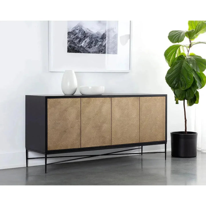 67-Inch Black Mango Wood Sideboard | LOOMLAN