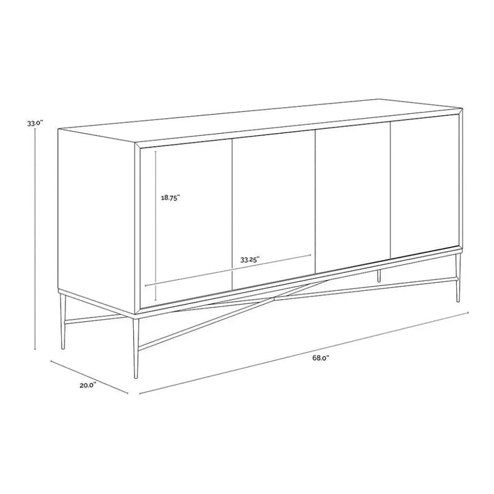 67-Inch Black Mango Wood Sideboard | LOOMLAN