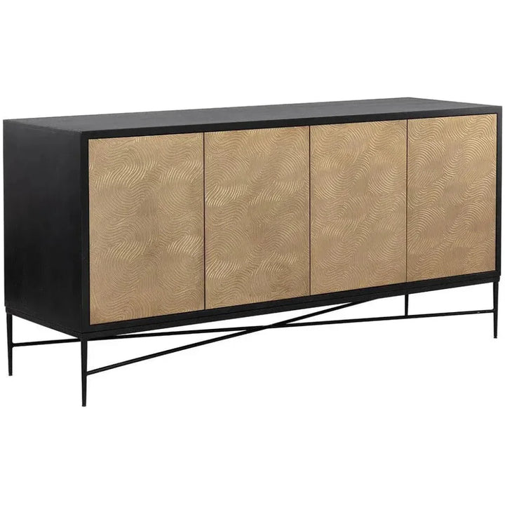 67-Inch Black Mango Wood Sideboard | LOOMLAN