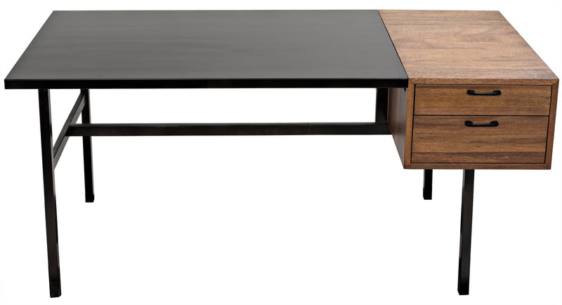 Algeron Black Steel Desk-Home Office Desks-Noir-LOOMLAN