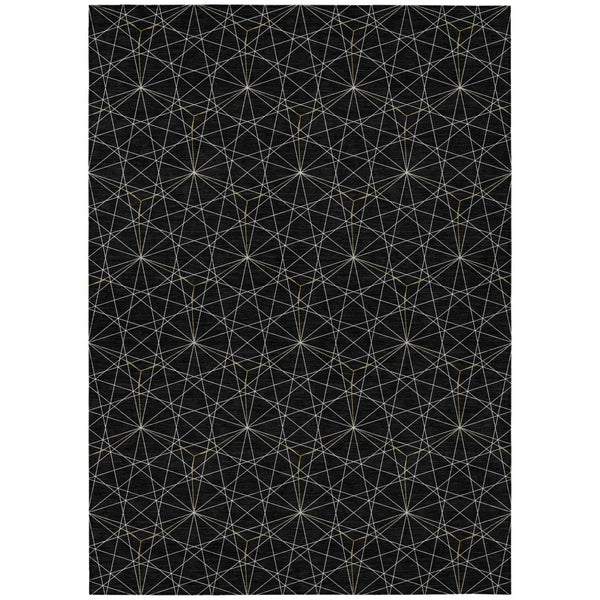 Alina Black Washable Indoor-Outdoor Rug-Outdoor Rugs-LOOMLAN Rugs-2'6" x 3'10"-LOOMLAN
