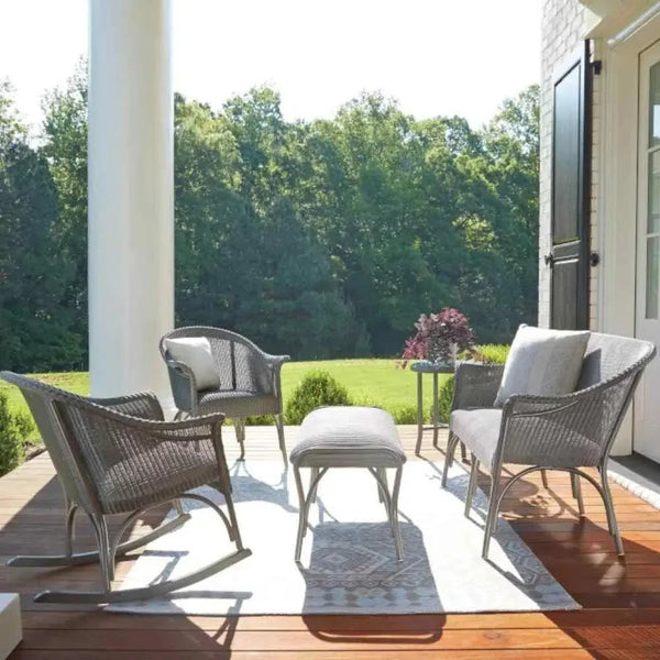 All Seasons 5 Pc Lounge Chairs Settee Ottoman Set-Outdoor Lounge Sets-Lloyd Flanders-LOOMLAN