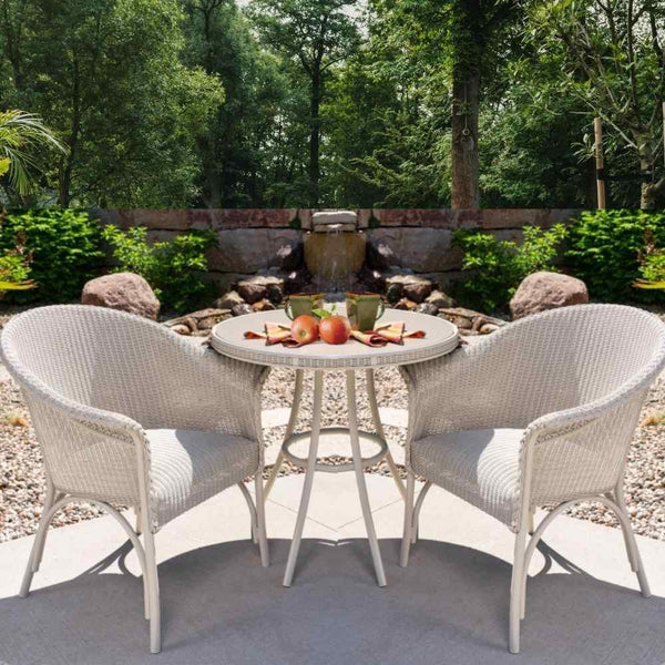 All Seasons Patio Round Bistro Table With Charcoal Glass Top Outdoor Dining Tables LOOMLAN By Lloyd Flanders