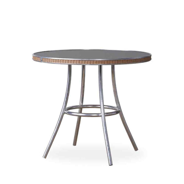 All Seasons Patio Round Bistro Table With Charcoal Glass Top Outdoor Dining Tables LOOMLAN By Lloyd Flanders