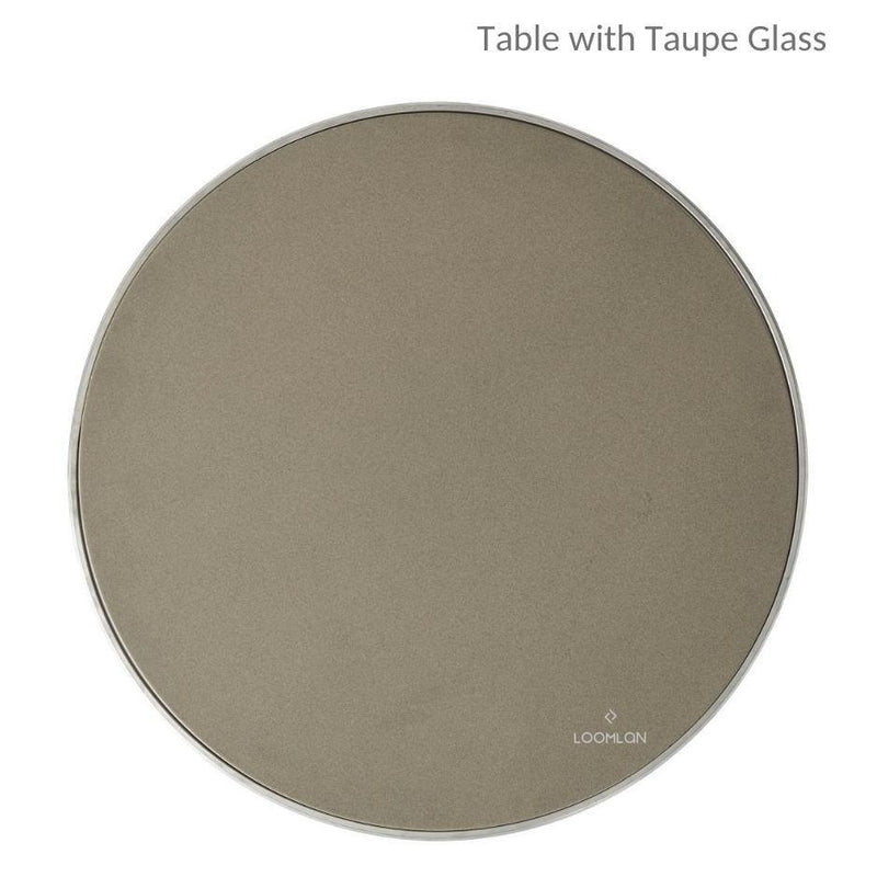 All Seasons Patio Round Bistro Table With Taupe Glass Top Outdoor Dining Tables LOOMLAN By Lloyd Flanders