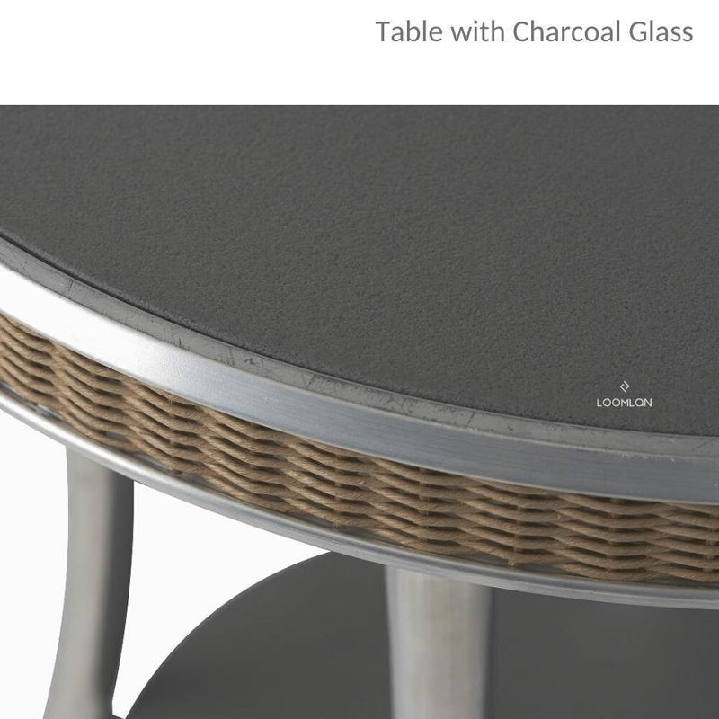 All Seasons Patio Round Cocktail Table With Charcoal Glass Top Outdoor Coffee Tables LOOMLAN By Lloyd Flanders