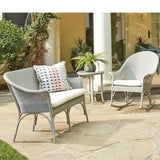 All Seasons Patio Round End Table With Charcoal Glass Outdoor Side Tables LOOMLAN By Lloyd Flanders