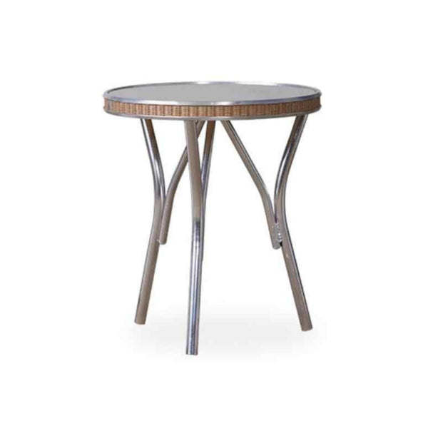 All Seasons Patio Round End Table With Charcoal Glass Outdoor Side Tables LOOMLAN By Lloyd Flanders