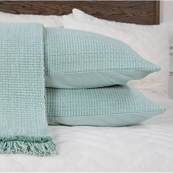 Allegra Aqua Blue Cotton Throw Blanket Set-Throw Blankets-LOOMLAN-LOOMLAN