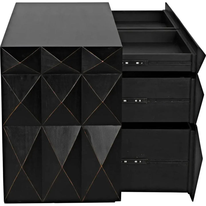Allegra Wood and Brass Black Dresser - LOOMLAN - Noir - Dressers