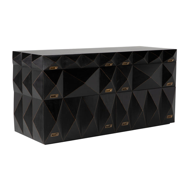 Allegra Wood and Brass Black Dresser-Dressers-Noir-LOOMLAN
