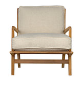 Allister Teak Wood Arm Chair With White US Made Cushions-Club Chairs-Noir-LOOMLAN