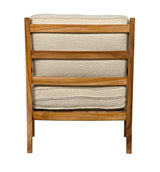 Allister Teak Wood Arm Chair With White US Made Cushions-Club Chairs-Noir-LOOMLAN