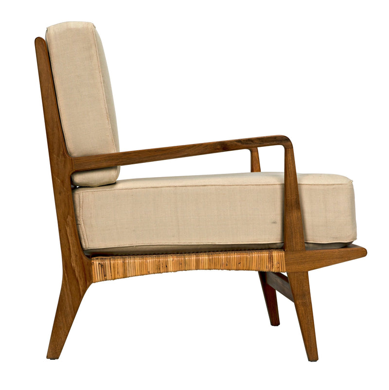 Allister Teak Wood and Rattan Arm Chair-Club Chairs-Noir-LOOMLAN
