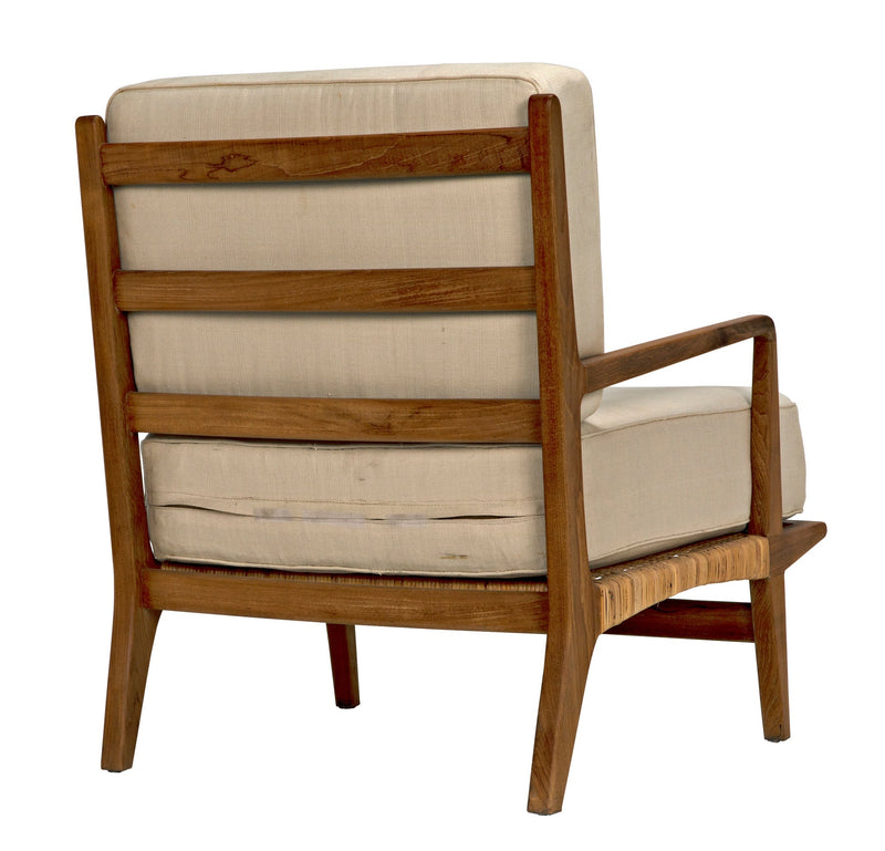 Allister Teak Wood and Rattan Arm Chair-Club Chairs-Noir-LOOMLAN