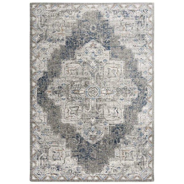 Alma Medallion Dark Gray Large Area Rugs - LOOMLAN - LOOMLAN - Area Rugs