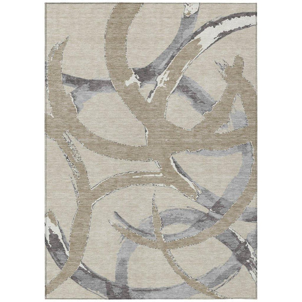 Aloura Beige Washable Indoor-Outdoor Rug-Outdoor Rugs-LOOMLAN Rugs-2'6" x 3'10"-LOOMLAN