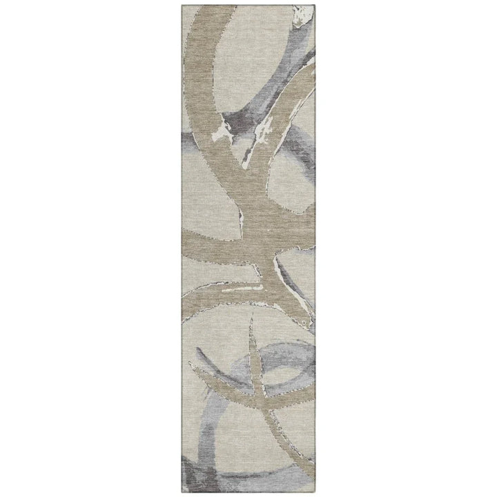 Aloura Beige Washable Indoor-Outdoor Rug-Outdoor Rugs-LOOMLAN Rugs-2'3" x 7'6"-LOOMLAN