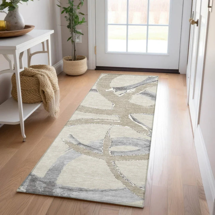 Aloura Beige Washable Indoor-Outdoor Rug-Outdoor Rugs-LOOMLAN Rugs-LOOMLAN