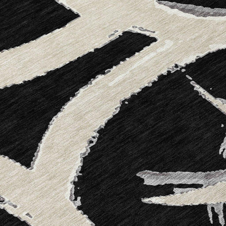 Aloura Black Washable Indoor-Outdoor Rug-Outdoor Rugs-LOOMLAN Rugs-LOOMLAN