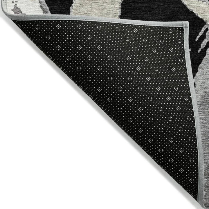 Aloura Black Washable Indoor-Outdoor Rug-Outdoor Rugs-LOOMLAN Rugs-LOOMLAN