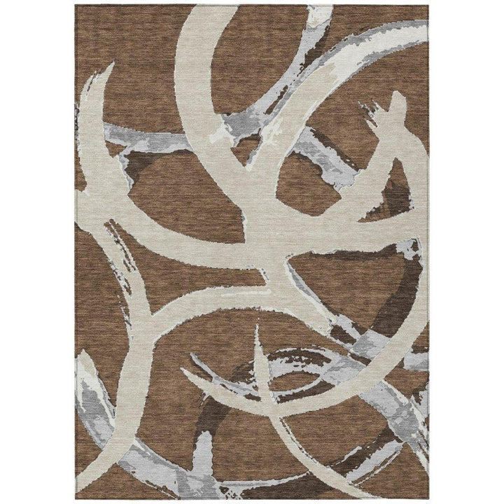 Aloura Brown Washable Indoor-Outdoor Rug-Outdoor Rugs-LOOMLAN Rugs-2'6" x 3'10"-LOOMLAN
