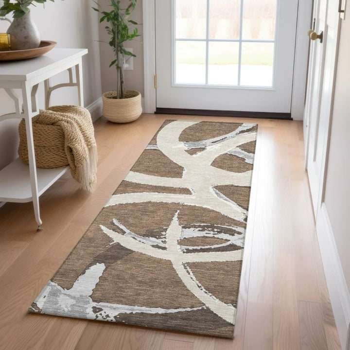 Aloura Brown Washable Indoor-Outdoor Rug-Outdoor Rugs-LOOMLAN Rugs-LOOMLAN