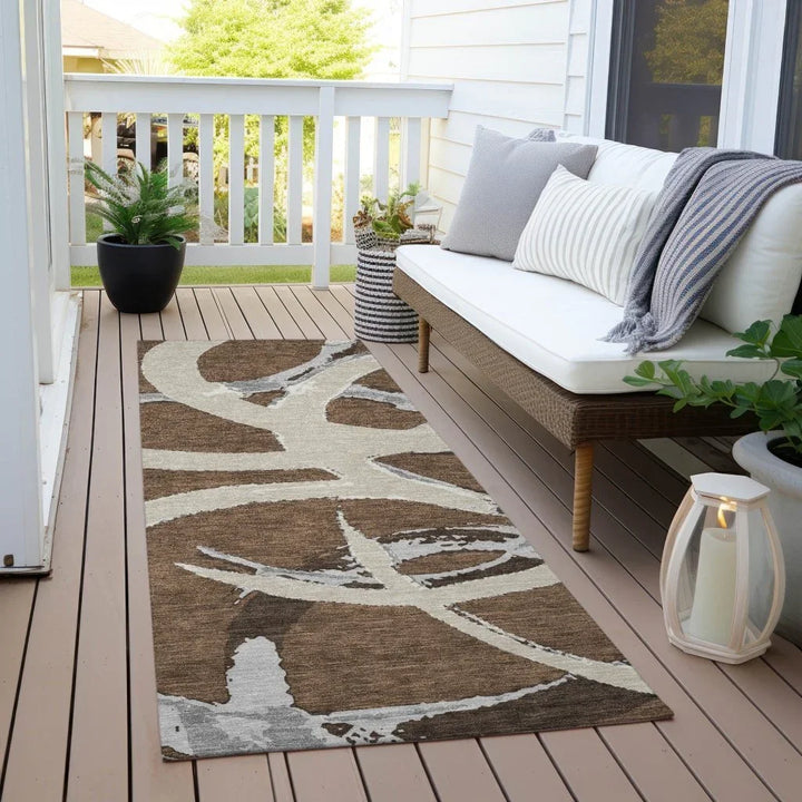 Aloura Brown Washable Indoor-Outdoor Rug-Outdoor Rugs-LOOMLAN Rugs-LOOMLAN