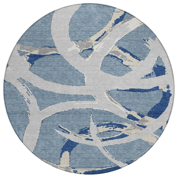 Aloura Denim Washable Indoor-Outdoor Rug-Outdoor Rugs-LOOMLAN Rugs-8' x 8'-LOOMLAN