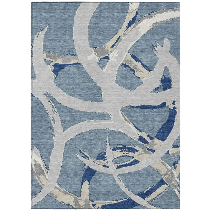 Aloura Denim Washable Indoor-Outdoor Rug-Outdoor Rugs-LOOMLAN Rugs-2'6" x 3'10"-LOOMLAN