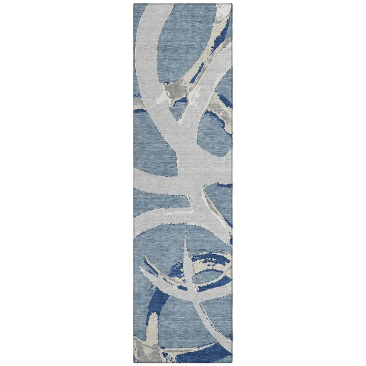 Aloura Denim Washable Indoor-Outdoor Rug-Outdoor Rugs-LOOMLAN Rugs-2'3" x 7'6"-LOOMLAN