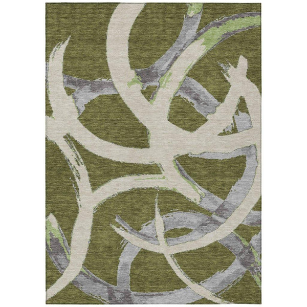 Aloura Green Washable Indoor-Outdoor Rug-Outdoor Rugs-LOOMLAN Rugs-2'6" x 3'10"-LOOMLAN