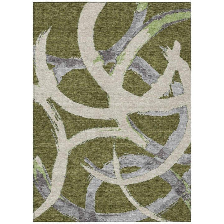 Aloura Green Washable Indoor-Outdoor Rug-Outdoor Rugs-LOOMLAN Rugs-2'6" x 3'10"-LOOMLAN